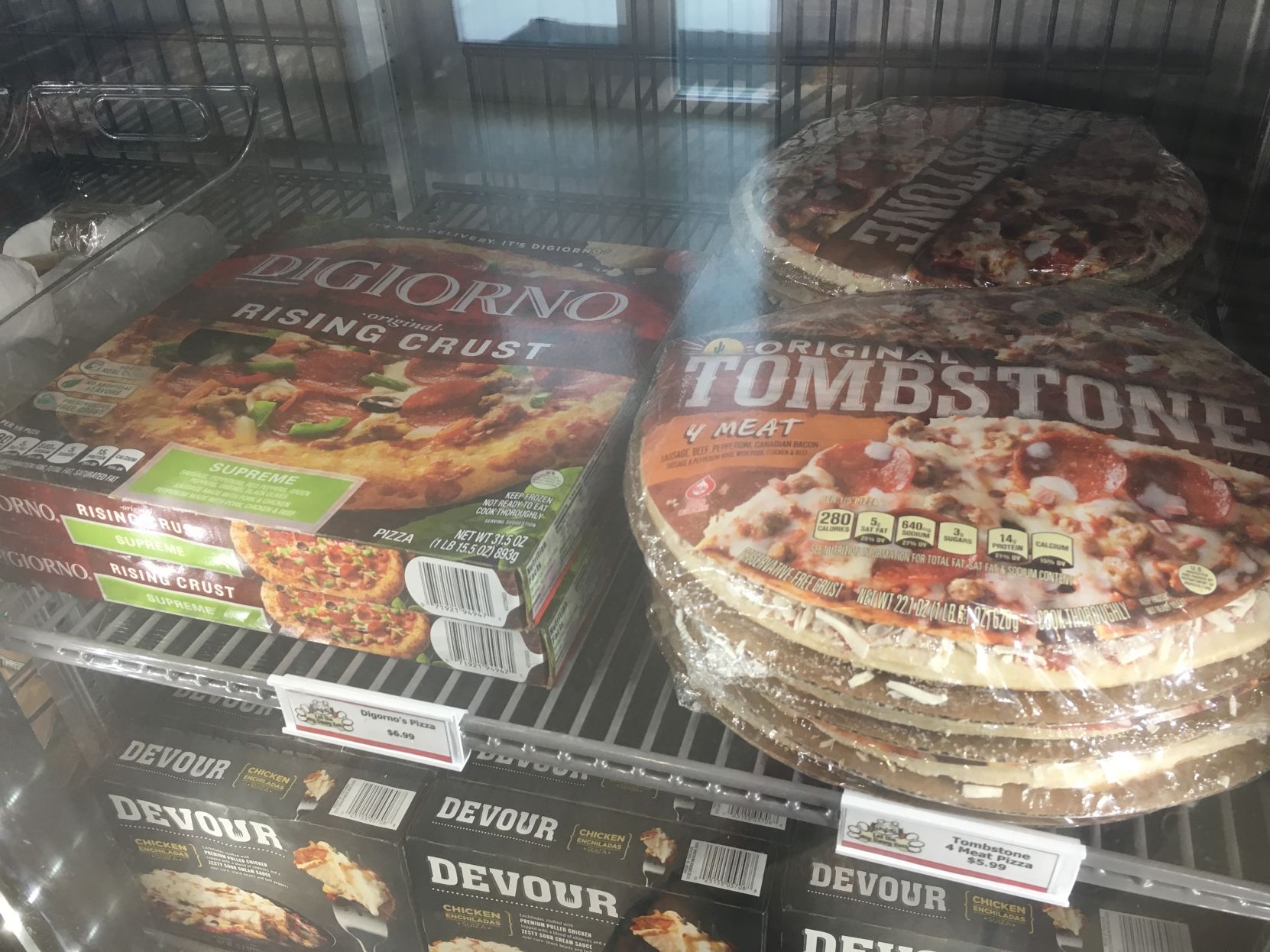Frozen pizzas at Market at Russell